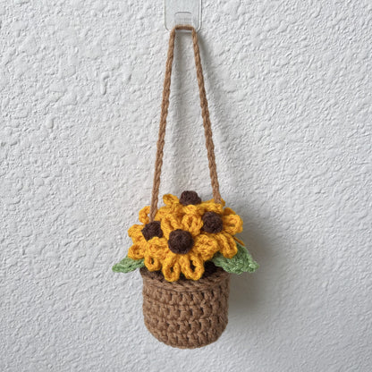 Sunflower Pot Hanging Plant | Car Ornament