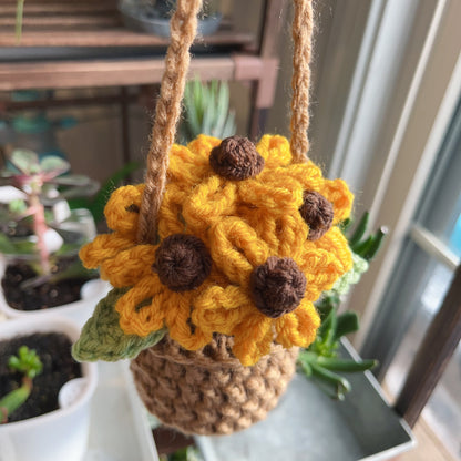 Sunflower Pot Hanging Plant | Car Ornament