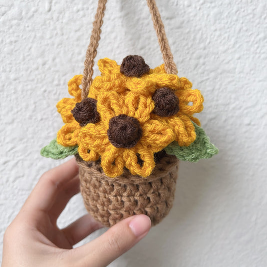 Sunflower Pot Hanging Plant | Car Ornament