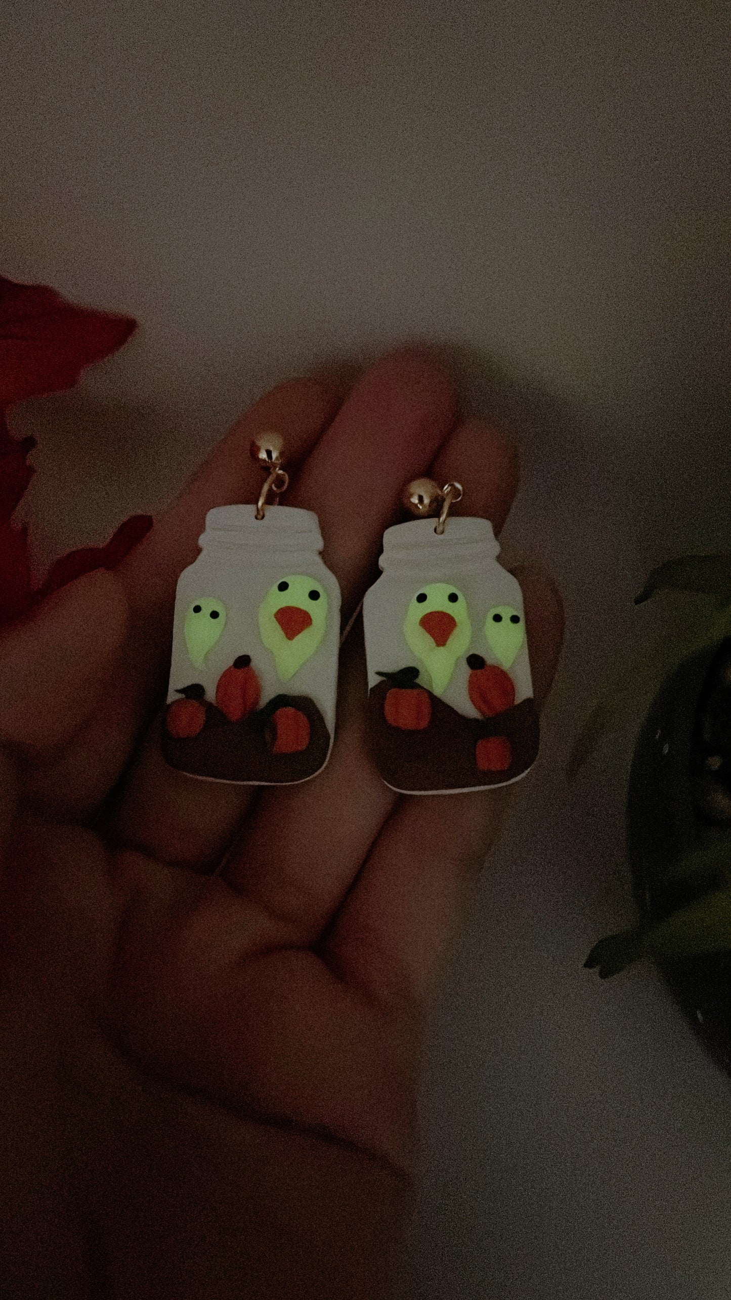 Pumpkin Ghosts In The Jar (Glow in the Dark) Earrings