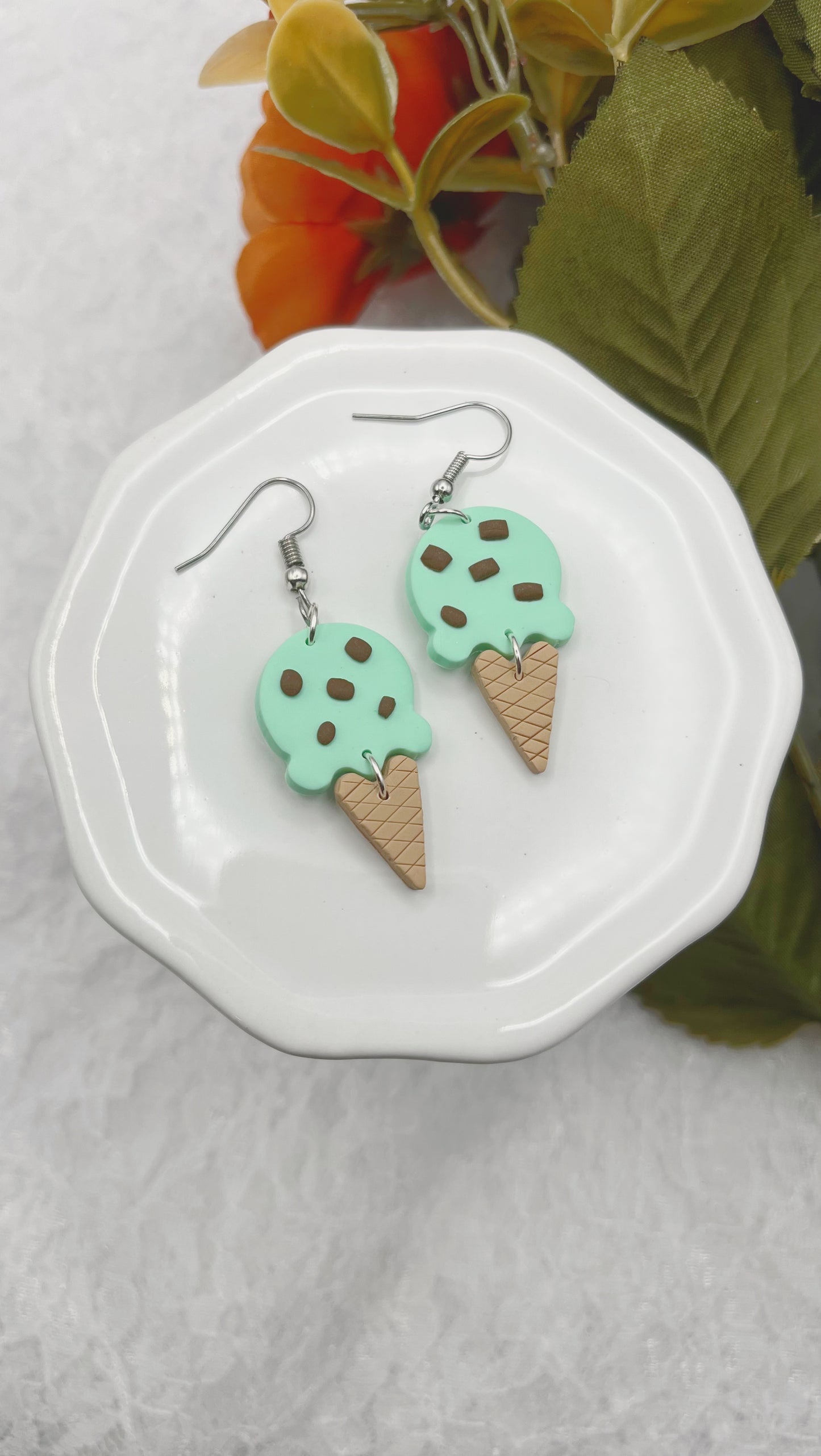 Mint Chocolate Chips Ice Cream Earrings