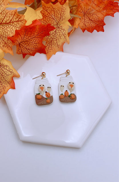 Pumpkin Ghosts In The Jar (Glow in the Dark) Earrings