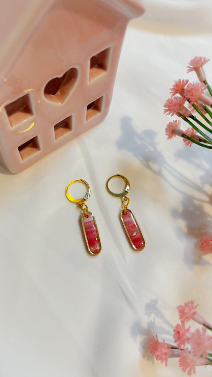 Gold Lined Oval - Translucent Earrings