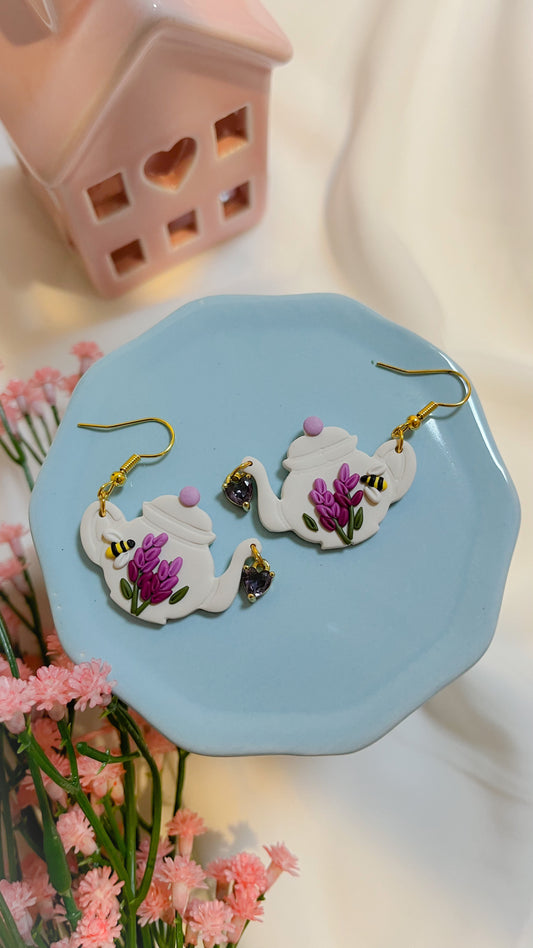 Lavender Honey Tea Pot Earrings