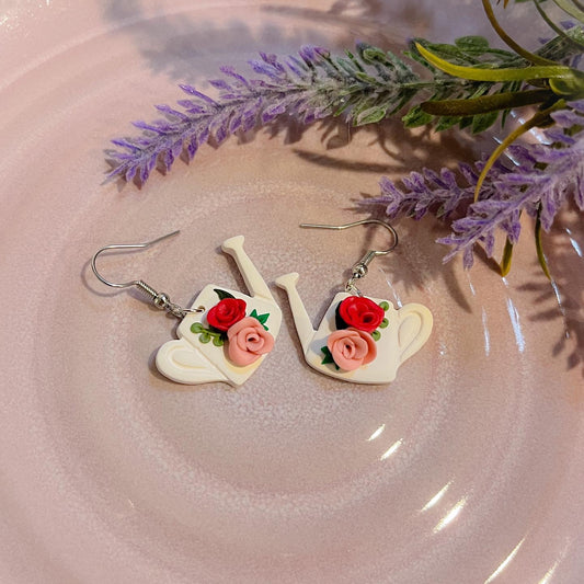 Floral Watering Can Earrings